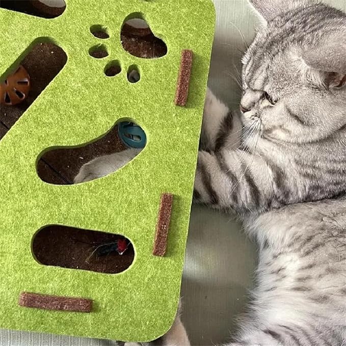 2026 New Cat Nail File Enrichment Box,Cat Scratch Puzzle Enrichment Box,Interactive Cats Toy with 3 Bell Balls for Indoor Cats Self Play,Encourages Hunting Instincts (F)