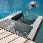 AWSUM Inflatable Dog Water Ramp Extra Large Dog Boat Ramp Floating for Dogs Up to Large 250LBS On Water Float Ladder Steps for Pool, Dock, Lake, Black/Grey