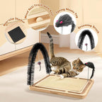 Pawaboo Sisal Cat Scratcher Toy, 16.93"×12.99"×12.20" Cat Scratcher Toy with Ball Track, Wooden Interactive Toys for Indoor Cats Scratch Pad, Cats Chasing Hunting Physical Exercise Toys