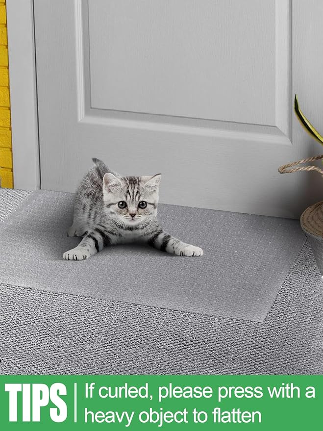 3.9Ft(L) Carpet Protector for Pets - Anti-Slip Cat Carpet Protector, Scratch Resistant Pets Scratch Stopper, Easy to Cut Floor Runner Under Doorway to Prevent Tearing for Cat Owner Gifts
