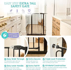 Regalo Safety 36" Extra Tall Baby Gate for Doorways & Bottom of Stairs, Pressure Mounted Walk Through Gate for Babies, Toddlers & Pets, Tested & Safe for 30 Years, American Designed, American Owned