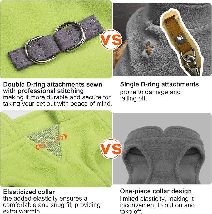 BEAUTYZOO Dog Fleece Vest Sweater Winter Jacket for Small and Medium Large Dogs with D-Ring Leash Cold Weather Coat Hoodie for XS S M Dogs Boy or Girls, Army Green XL
