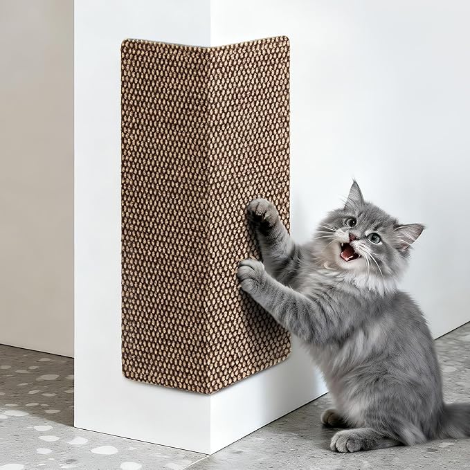 Wall Cat Scratcher for Indoor Cats,19.6x9.8”Corner Cat Scratcher,Cat Scratch Pad Furniture Protector for Door & Wall,Couch, Durable Cat Scratching Board Easy Mount (Deep Brown, 19.6”x9.8”)