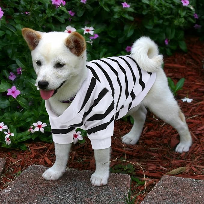 Pet Dog Striped T-Shirt Dogs Cats Cotton Vest Spring Summer Pet Apparel Tee Shirt Suitable for Small and Medium Large Pets French Bulldog Bichon