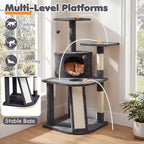 Tangkula Corner Cat Tree, Multi-Level Cat Tower with Top Perches & Cozy Condo, Natural Sisal Scratching Posts & Climbing Ladder, Playful Cat Hole & Hanging Balls, Climbing Play Center (Dark Gray)