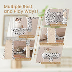 SHA CERLIN 65in Larger Cat Tree Tower Condo for Indoor Kitties/Multi-Level Furniture Activity Center with Wide Base/Cozy Plush Perches/Baskets/Sisal Scratching Posts and Hammock/White & Black Spot