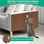 Trimmable Cat Scratcher Mat, Self-Adhesive Cat Scratching Carpet Pad Replacement for Cat Tree Shelves, Steps and Posts, DIY Cat Scratch Couch Furniture Protector (Brow, 39.4"x15.8")