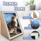 Cardboard Cat Scratcher, [Van Gogh Inspiration] Oil Painting Cat Scratching Board with Frame, Recycled Cat Scratch Pad for Indoor Cats, Cat Bed with Vintage Art Picture, Starry Night
