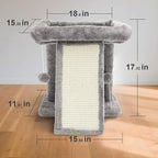 17.1-inch Small Cat Tree Tower with Scratching Post for Indoor Cats,Light Grey