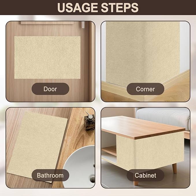 Cat Scratch Couch Furniture Protector, Self-Adhesive & Cuttable Furniture Scratch Protector Pad, Wear-Resistant Wall & Sofa Guard, Multi-Functional Cat Scratcher Khaki