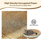 Large Cat Scratcher Bed, 16.9" x 16.9" x 3.9" Cat Scratch Cardboard with 2‑in‑1 Design, Scratching Board Pad for Indoor Cats Kitty Kittens, Scratch Bowl Lounge House Couch, Furniture Protector, Round