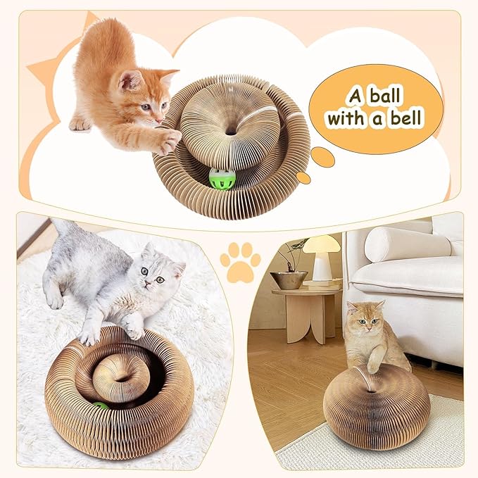 Kitty Kurlz Cat Toy, Reversible Infinity Style Magic Organ Cat Toy Made from Recycled Corrugated Cardboard Long Lasting (C-Shaped).