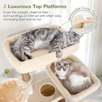 Globlazer Large Cat Tree, 72 inch Tall Cat Climbing Tower for Indoor Large Adult Cats Multi-Level Furniture Tree House with 2 Cozy Perches, 2 Padded Condos, 5 Sisal Scratching Posts, F72G, Beige