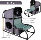 Goetland PVC Modern Cat Condo House Tree Medium Tower Bed Scratching Post Climber With Peek Hole and Dangling Ball for Kitty Indoors Dark Grey