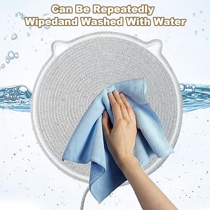 Cat Scratching Pad, Natural Cotton Rope Cat Scratch Mat, 16.9'' Round Wall & Floor Scratcher, Durable Furniture Protector for Couch, Carpet, Sofa, Eco-Friendly Cat Scratcher Pad(Grey)