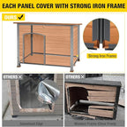 Aivituvin Dog House Outdoor Heated Dog Kennel with Insulated Liner All-Around Iron Frame Large Dog Cage for Small & Medium & Large Dogs,Waterproof
