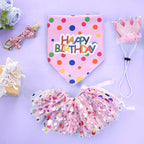 hoyuwak Dog Birthday Party Supplies Girl Dog Birthday Bandana Tutu Set Cute Hat Bow Tie Set for Large Medium Small Dogs