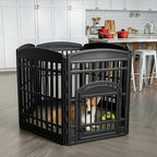 IRIS USA Dog Playpen with Door, 34” 6 Panel Pet Exercise Pen – Indoor Outdoor Puppy Play Pen, Portable Plastic Pet Fence for Small Medium Dogs, Foldable 44” x 63” x 34”, Black