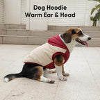 Fleece Lining Extra Warm Dog Hoodie in Winter for Medium Dogs Jacket Pet Coats with Hooded,Beige and Red L