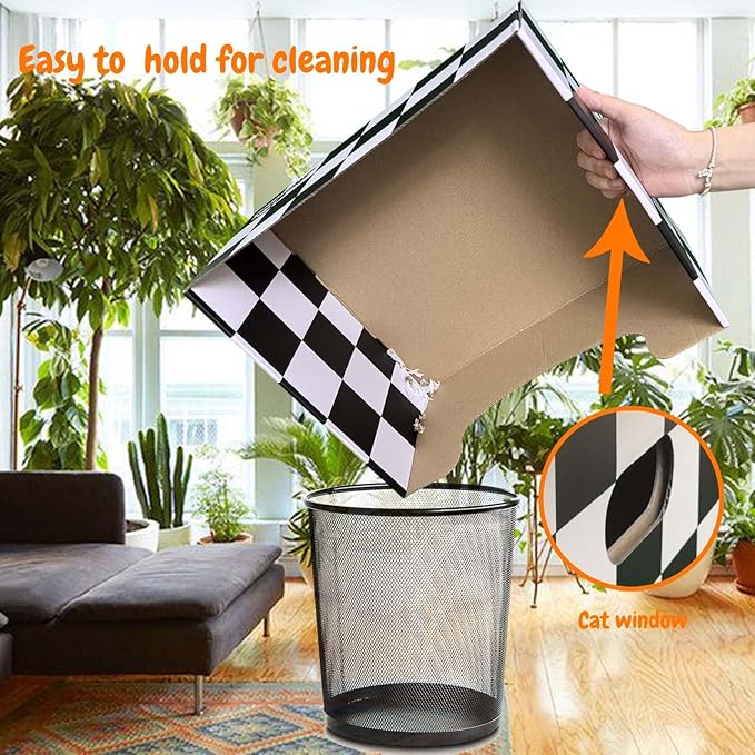 Extra Large Cat Scratch Box Cardboard Cats Scratcher with Bigger Space Double-Sided Scratching Boxes Refillable Pad Easy to Clean Scratchers for Indoor Cats (3 pcs Pads)