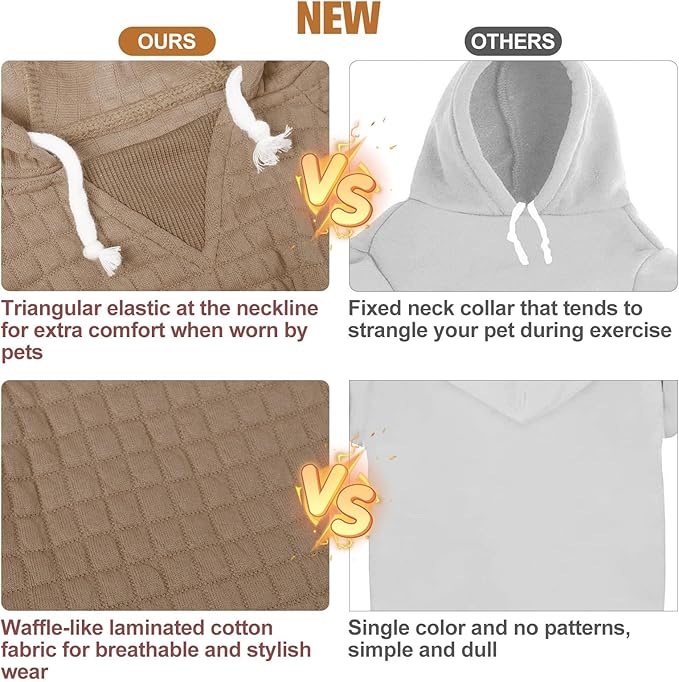 BEAUTYZOO Dog Sweaters for Extra Large Dogs Girl Boy, XXXL Dog Hoodie with Pocket & Leash Hole, Soft Warm Waffle-Like Laminated Cotton Pet Clothes for Cold Weather, Doberman Great Dane Sweatshirt, 3XL