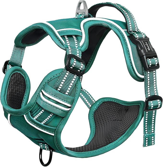HEELE Dog Harness for Large Dogs No Pull Dog Vest Harness for Large Dog with Soft Padded Handle Reflective for Outdoor Training, Grass Green, XL
