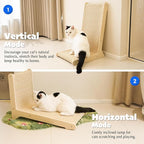 PETKARAY 105° Sisal Cat Scratcher, Sisal Scratch Pad for Indoor Cats, L Shape Kitten Scratching Board, Sturdy Floor Mounted Scratcher with Catnip