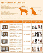 Dog Crate Furniture with Cushion, Wooden Dog Kennel Indoor with Double Doors, Dog Cage with Wheels, Dog House Side End Table for Small Dogs up to 30 lb, 27.2" L, Rustic Brown