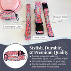 Lucky Love Dog Wide Dog Collar - Adjustable, Durable, Soft Webbing, & Comfortable 1.5 inch Wide Collar with Strong Buckle for Dogs Male and Female with Strong Buckle - Rosie, Large