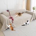 Cat Scratch Furniture Protector - Anti-Slip, Waterproof Sofa Cover to Keep Cats Off, Pet-Friendly Couch Protectors for 3 Cushion Couch, Khaki Anti-Scratch Couch Cover for Pets and Kids 118"X71"