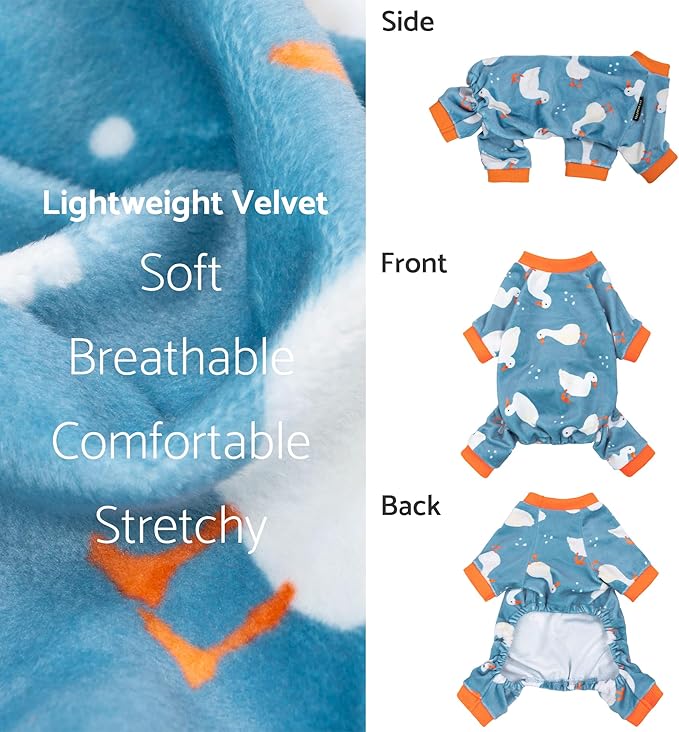 Fitwarm Adorable Duck Dog Pajamas, Warm Winter Dog Clothes for Small Dogs Boy Girl, Cozy Pet Onesie with Feet, Blue, White, Orange, Large