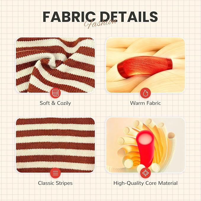 Dog Sweaters for Small Dogs with Cute Bear Pattern, Striped Soft Stretchable Fleece Warm Puppy Clothes for Small Dogs Cats, French Bulldog Chihuahua for Winter