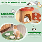 Mushroom Cat Tree, Multi-Layer Cat Tower with 2 Condos & Platforms, Cat Activity Center with Full-Wrapped Sisal Posts, Sisal Scratching Boards & Interactive Balls for Indoors (40.5")