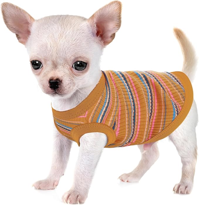 Elevate Your Pet's Comfort and Fashion: Premium 100% Cotton Rib Dog Shirt Vest for Small Breeds Like Chihuahuas, Yorkies, and Puppies .Year-Round Style with Tank-Style Puppy Attire Ginger XX-Large