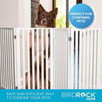 INTERNET'S BEST Dog Gate Indoor Freestanding Pet Barrier, Folding Wood Dog Fence, Extra Wide Doorway Puppy Gate, Indoor Animal Privacy Panel, Wooden Cat Fence - 4 Panel - 36", White