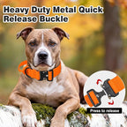 Joytale Tactical Dog Collar for Large Dogs with Control Handle, Heavy Duty Military Training Collar for Power Breeds, AirTag Holder Case, Quick Release Metal Buckle, Soft Padded, L, Orange