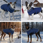Mklhgty Medium Dog Coat with Harness Built-in, Waterproof Reflective Fleece Lined - Warm Windproof Winter Jacket with Back Zipper, Cold Weather Snow Dog Coats - Blue - M