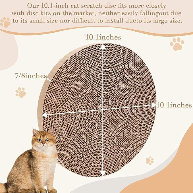 Round Cat Scratcher Replacement Pads -Circle Cat Scratcher Pad Cardboard Cat Scratchers Refill 10 inch Diameter 7/8 inch Thickness Pet Supplies, Relieves Stress, Supports Pet Behaviors, 3 Count
