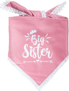 Big Sister Dog Bandana for Pregnancy Announcement, Handkerchief and/or Scarf Accessory for Dog, Warm Pink Color, Fits Medium to Large Dogs, Gender Reveal Prop for Expecting Mothers