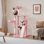Topeakmart Cat Tower for Indoor Cats 63.5inch, Cat Furniture Condo with Scratching Posts as Kitten Activity Center, Pink