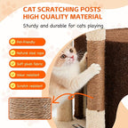 45.3-inch Multi-Level Cat Tree Tower with 3 Soft Platforms & 2 Cat Caves, Fully Wrapped Sisal Scratching Post for Indoor Cats, Dangling Toy, Brown