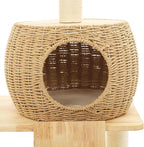 57 Inch Tall Cat Tree with Hammock & Condo, Multi-Level Cat Tower with Scratching Posts & Toys, 24" Width Natural Wood Cat Furniture with Sisal Rope, Cat Climbing Frame for Indoor Cats