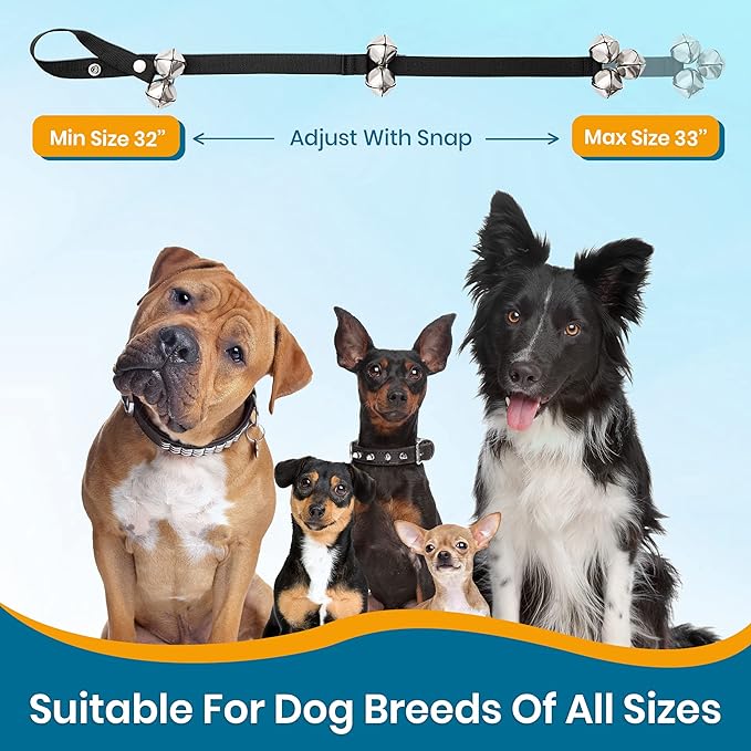 PAWBEE Dog Door Bells for Potty Training, Adjustable, 7 Extra-Loud Potty Jingle Bells for Large and Small Dogs, Set of 2