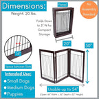 INTERNET'S BEST Dog Gate - Indoor Pet Safety Divider - Portable Free Standing Doggy Barrier for Stairs, Doorways, and Hallways - Tall Puppy Fence - No Drilling Needed - 3 Panel, 30 Inch - Espresso