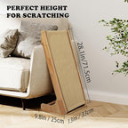 L Shaped Sisal Cat Scratcher - 28 Inch Cat Scratch Ramp for Indoor Cat use,Vertical Cat Scratching Post,Wooden Climbing Kitten/Cats Furniture(Large)
