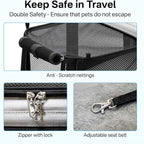 Expandable Cat Carrier, Airline Approved Soft Sided Pet Carrier for Cats & Small Dogs Up to 15 lbs, with Locking Safety Zippers & Cozy Fleece Pad, Portable for Car & Vet Visits, Black