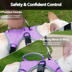 Huntboo Escape Proof Dog Harness, Escape Artist Harness, Reflective Dog Harness with Handle, Durable,Adjustable Vest for Small Medium Large Dogs Walking, Training, and Running Gear(Lavender Purple,L)