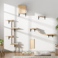 Wall Mounted Cat Furniture Set of 5 With Tree, Perch, Scratcher, Bridge and Condo, Gray (Beige)