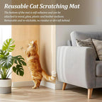 Cat Scratching Mat, Cats Scratch Furniture Protector Trimmable Self-Adhesive Carpet Mat DIY Cat Scratchers for Indoor Couch Wall Sofa Chair Cats Tree Shelves (118" x 15.75", Khaki)