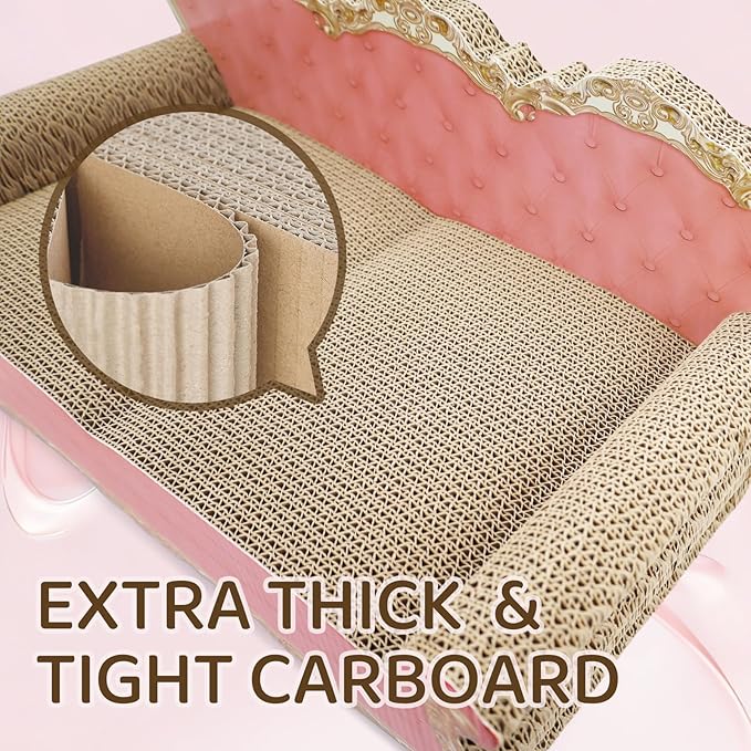 SONGWAY Cardboard Cat Scratcher Bed - Couch Shaped Cat Scratching Board, Cute Lounge Bed Scratching Pad for Indoor Cats Resting Playing